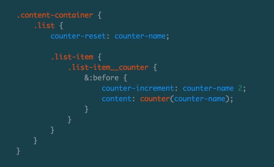 SCSS for CSS Counter Example